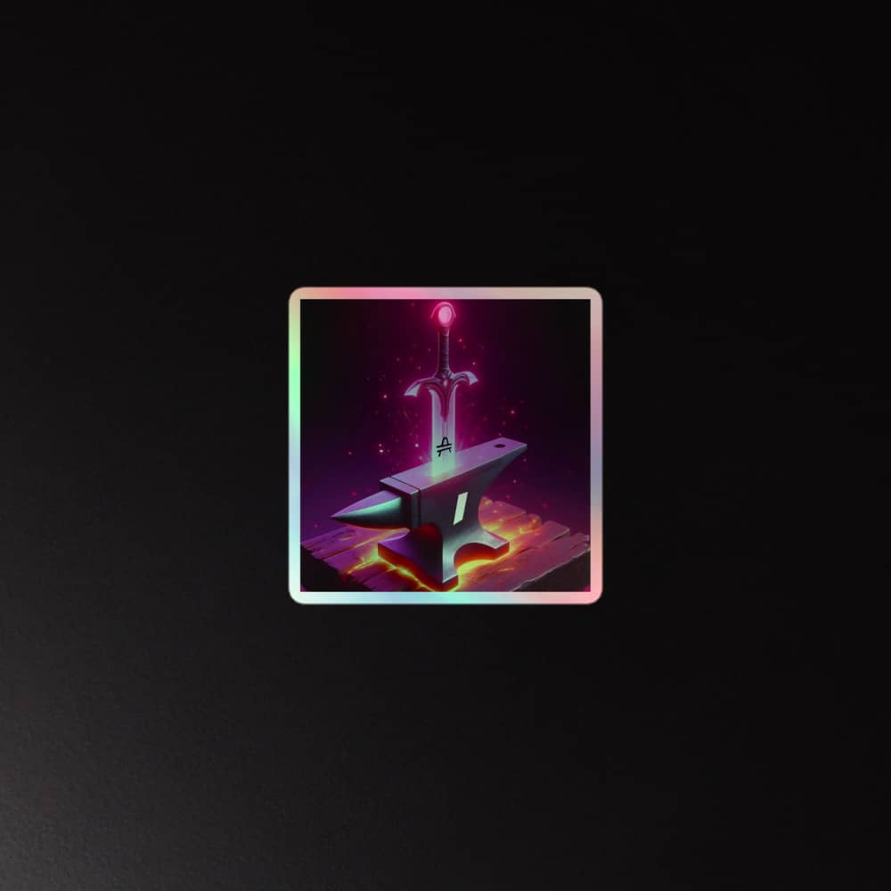 small amp swagg amp sword in anvil holographic sticker