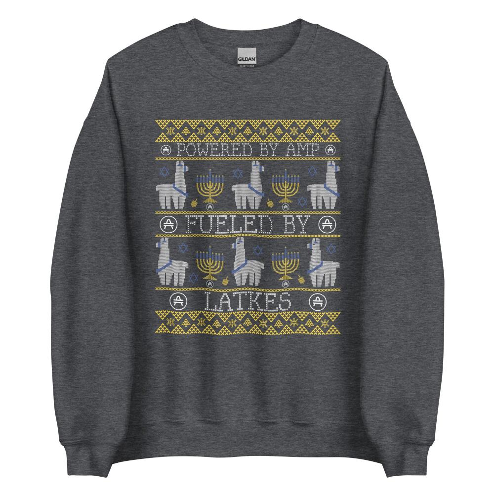 amp hanukkah uglier sweatshirt in dark heather