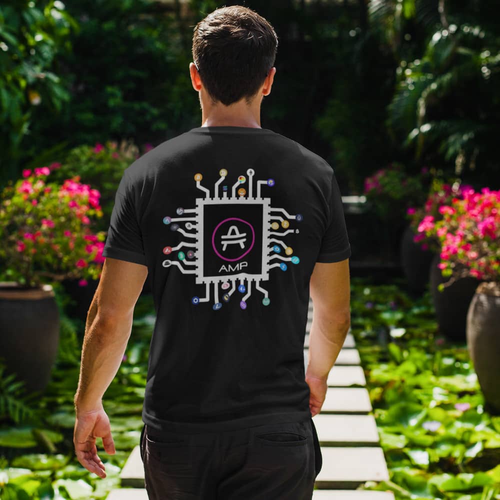 Cool guy with shades rocking an AMP Swagg AMP CPU t-shirt design in black