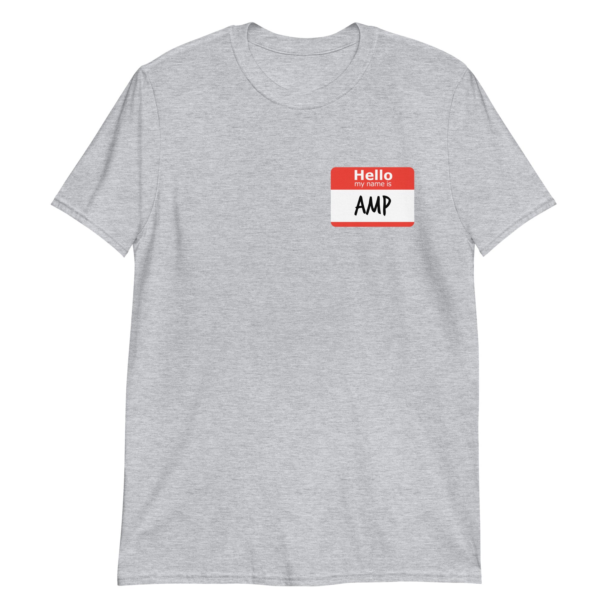 an AMP Swagg Hello QR t-shirt in dark grey