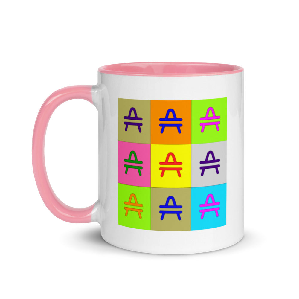 an AMP Swagg pop art mug in pink