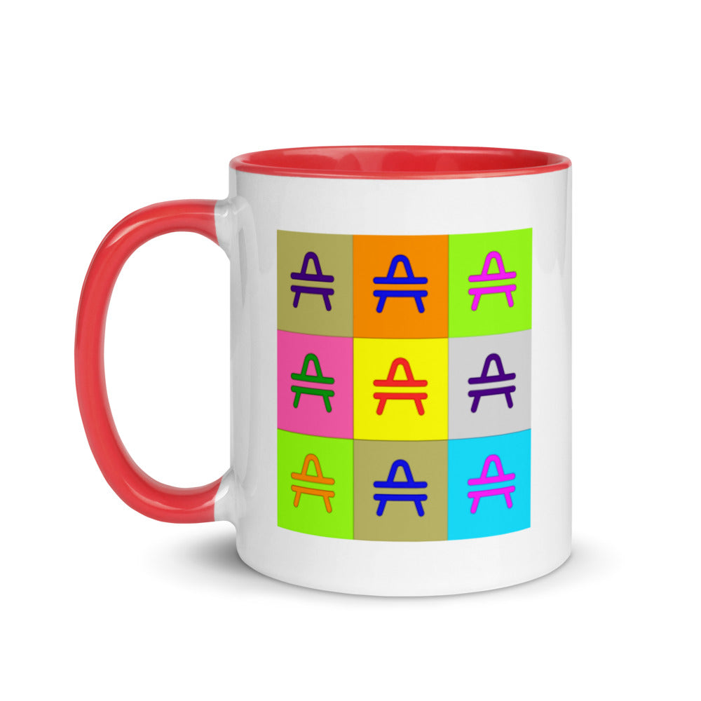 an AMP Swagg pop art mug in red
