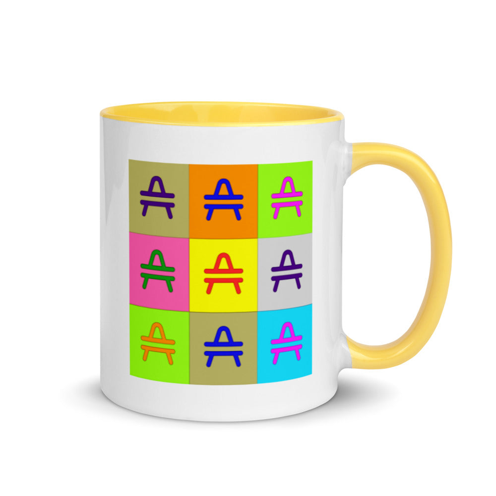 an AMP Swagg pop art mug in yellow