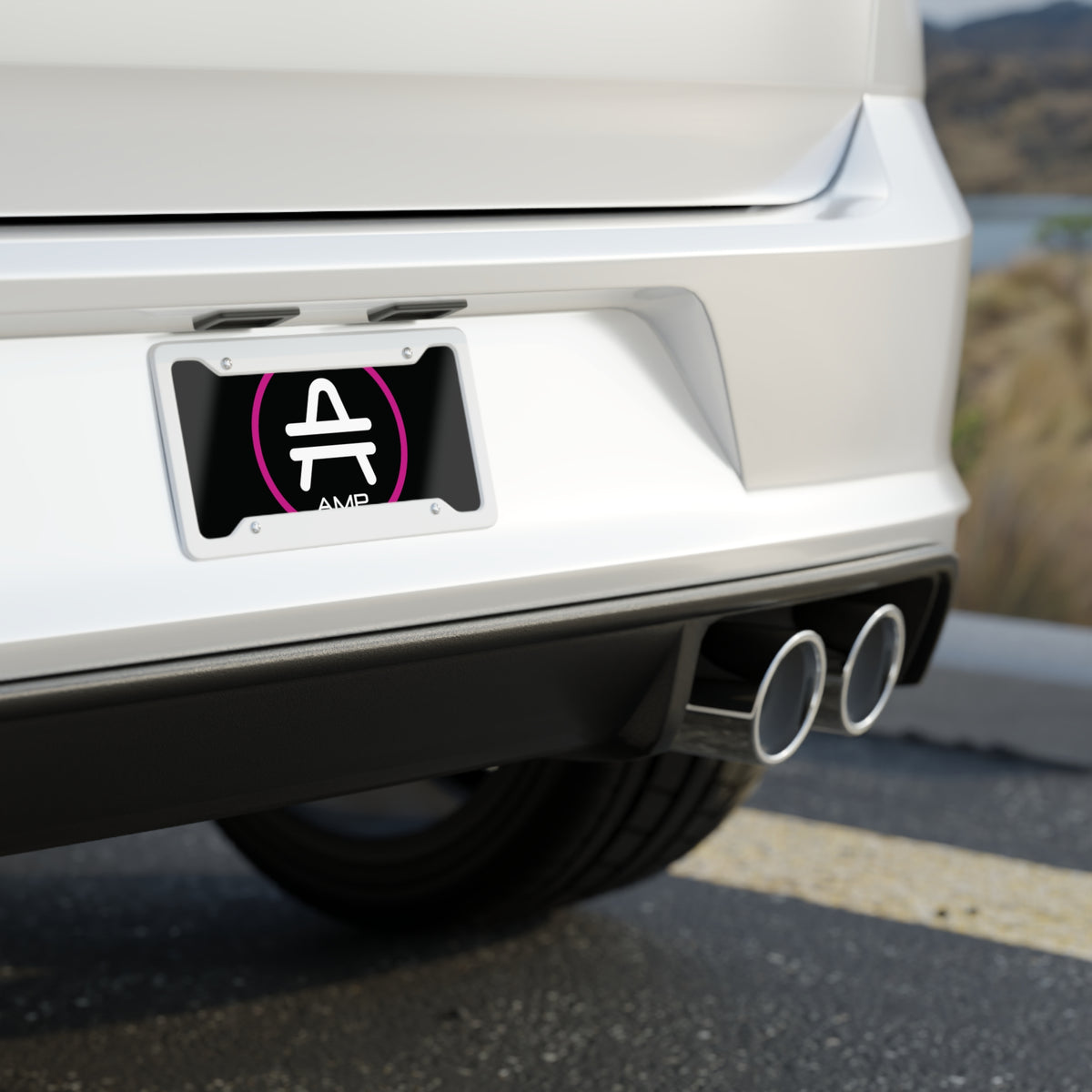 AMP Token Stenciled License Plate Cover