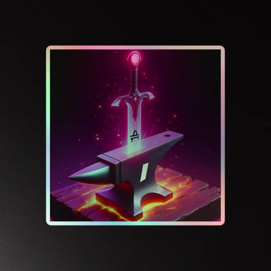 large amp swagg amp sword in anvil holographic sticker