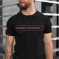bearded guy wearing an AMP swagg gradually t-shirt in black