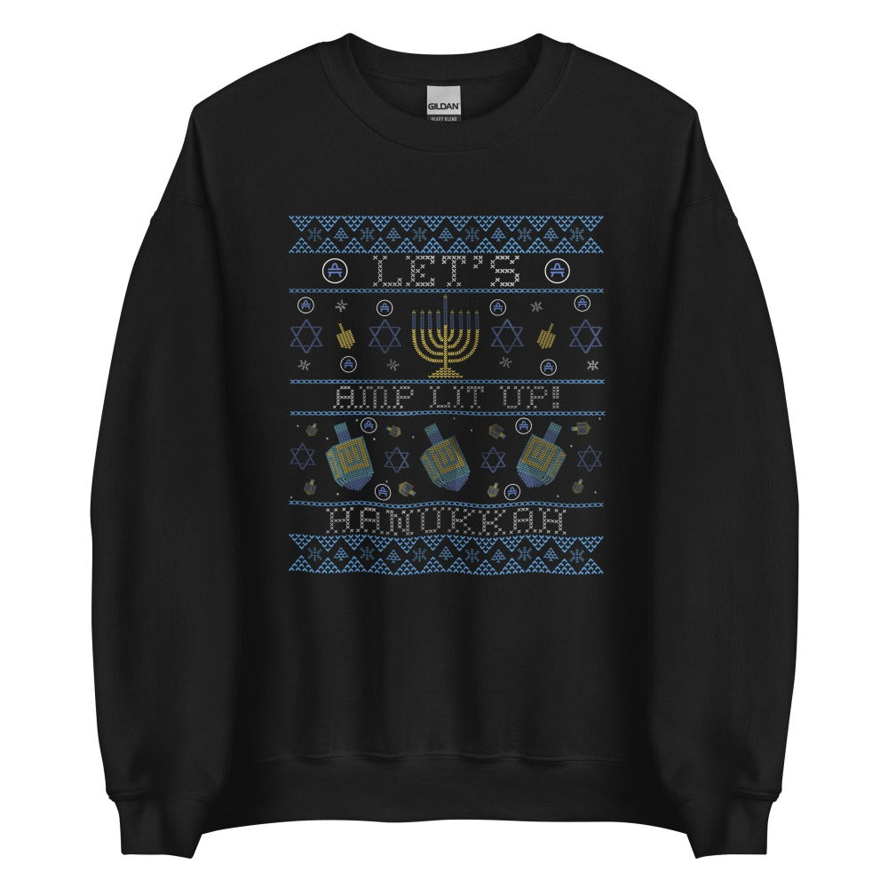 an amp swagg ugly hanukkah sweater in black