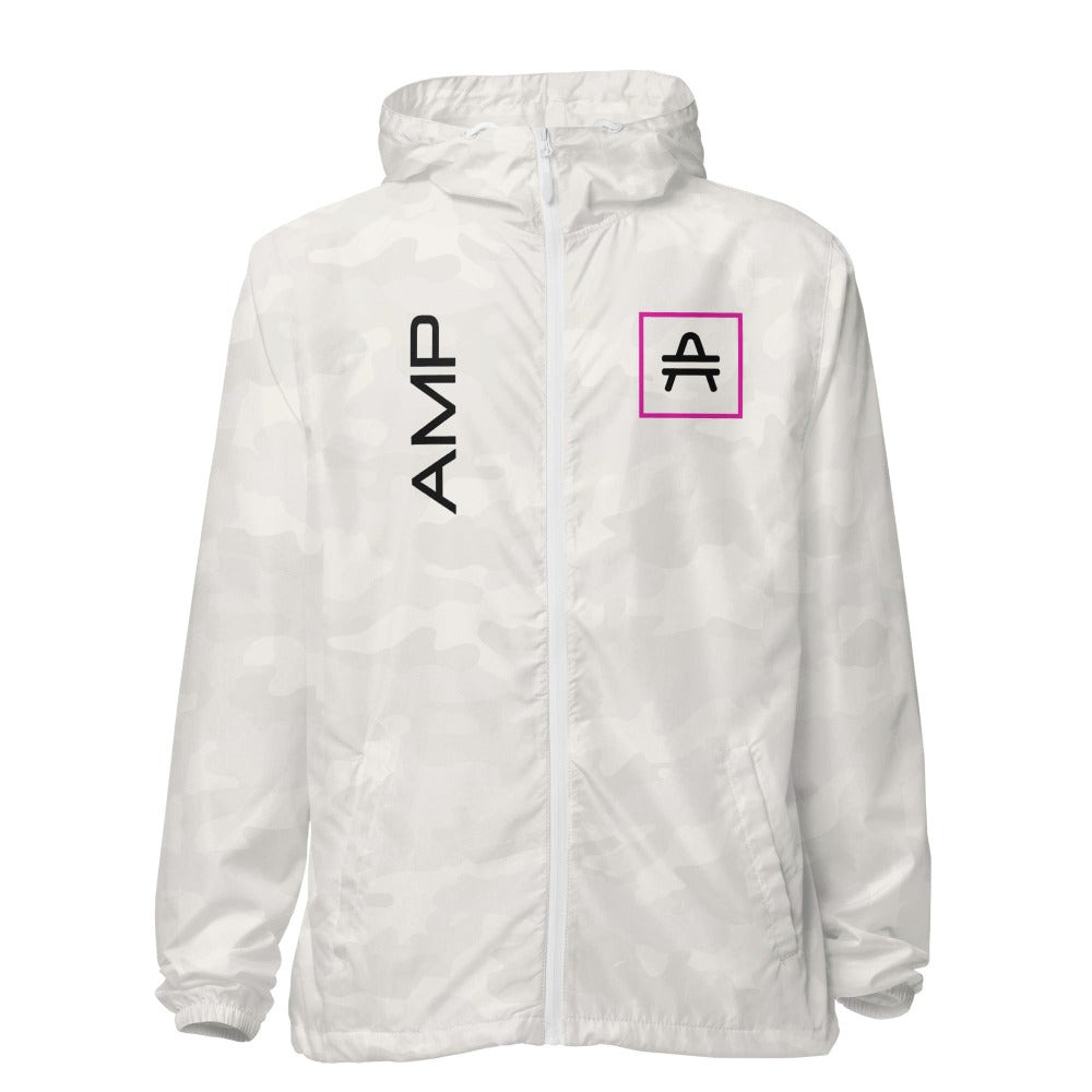 an amp swagg vertices windbreaker in white camo