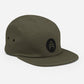 A dark green 5 panel cap with an AMP Token AMP swagg alt-logo
