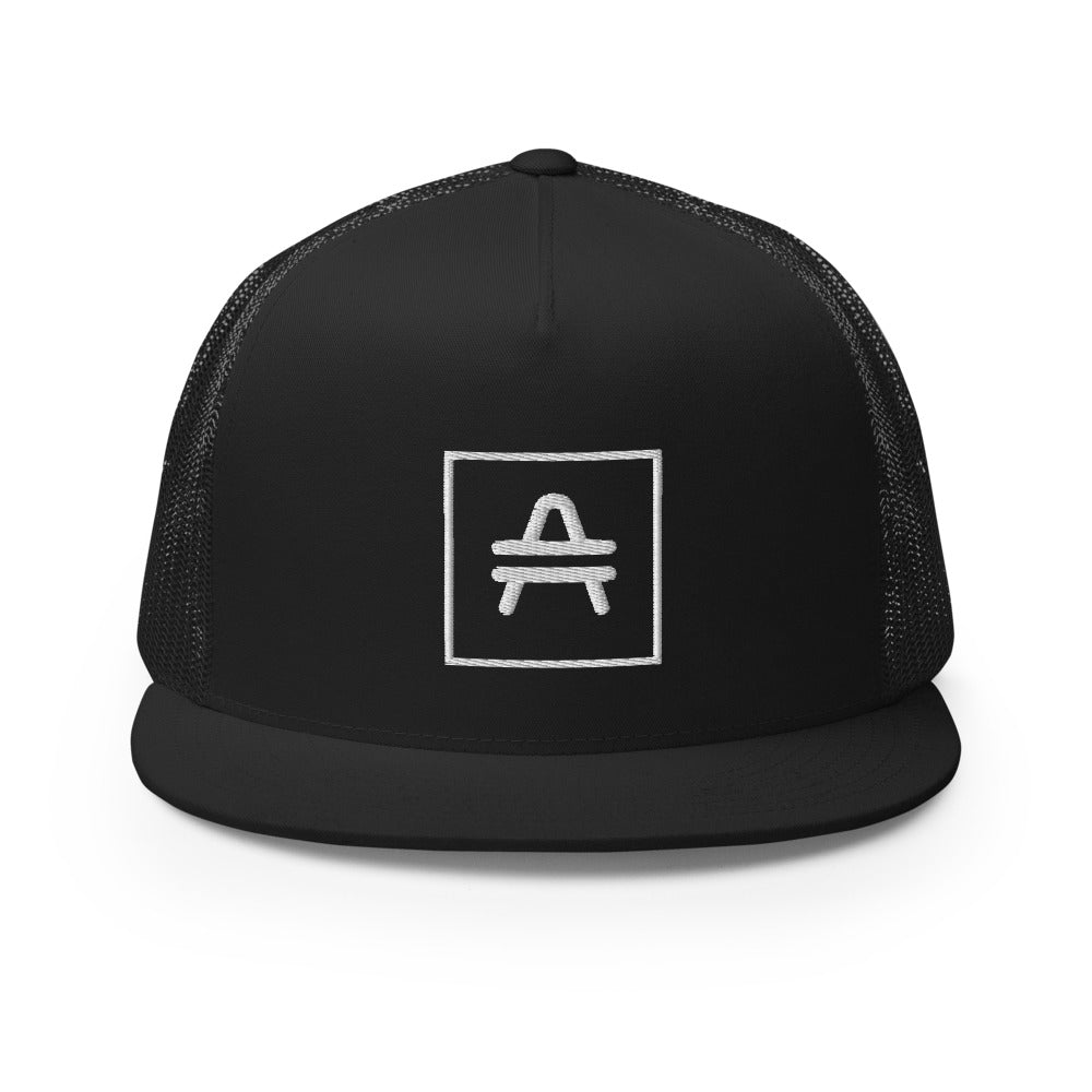 an AMP Swagg Vertices Trucker Hat in Black