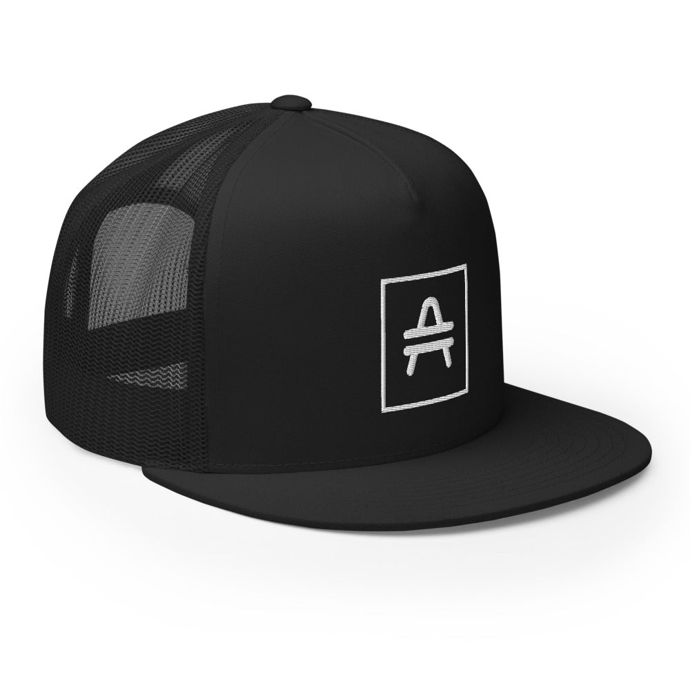 an AMP Swagg Vertices Trucker Hat in Black