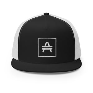 an AMP Swagg Vertices Trucker Hat in Black & White
