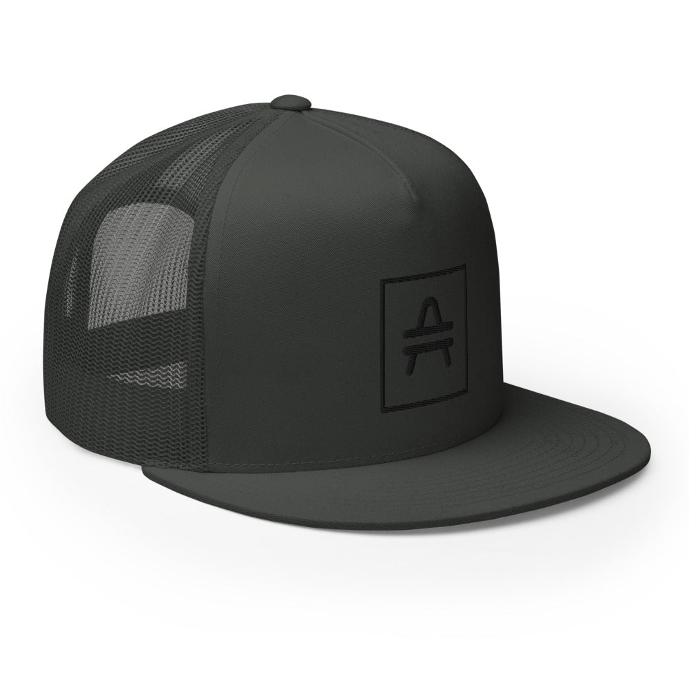 an AMP Swagg Vertices Trucker Hat Charcoal