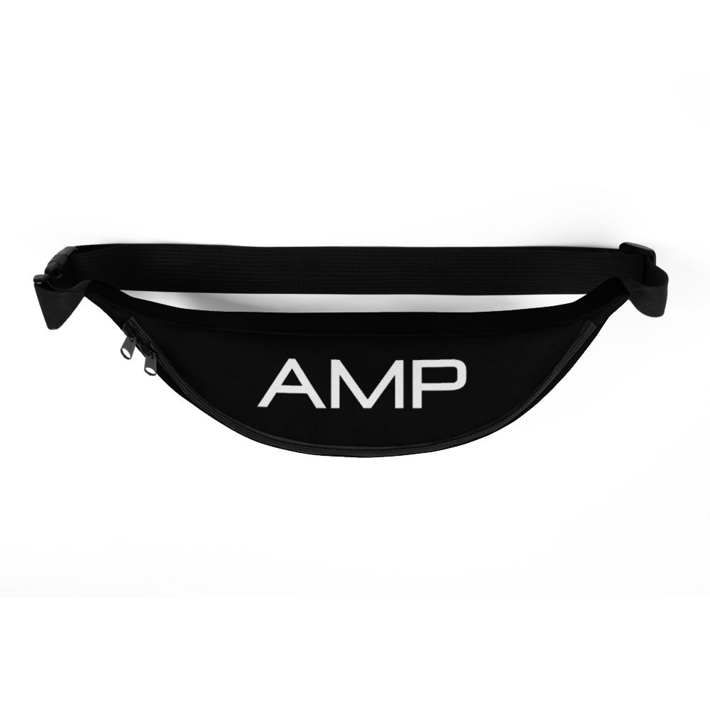 A black AMP Token AMP Swagg Stenciled Fanny Pack