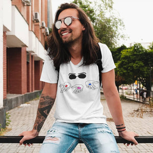 long hair bearded hipster wearing an AMP Swagg No Turning Back T-Shirt in White