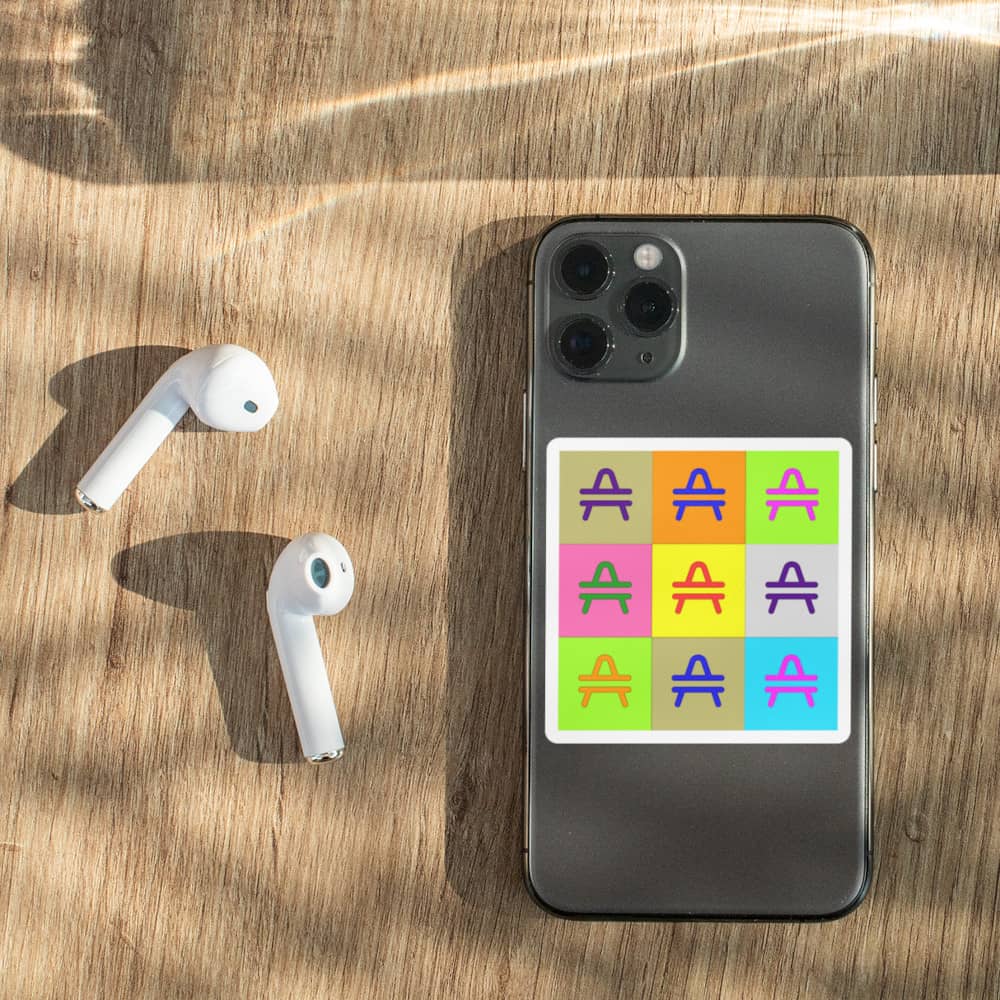 a 3 x 3 AMP Swagg Pop Art Sticker on an Iphone