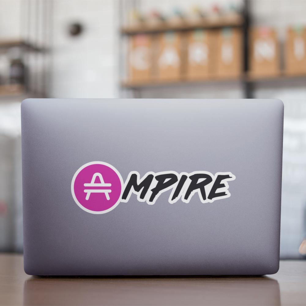 AMP Token Ampire Sticker in a medium size on a macbook