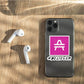 AMP Token Believer Sticker in a small size on the back of an iPhone