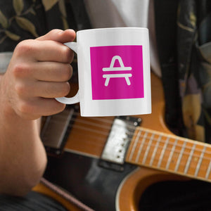 guy holding an amp token amp swagg design mug