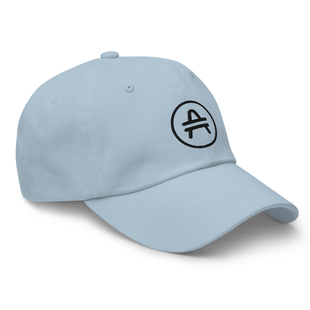 A light blue AMP Token AMP Swagg alt-logo cap