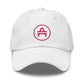   A white AMP Token AMP Swagg alt-logo cap