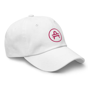   A white AMP Token AMP Swagg alt-logo cap