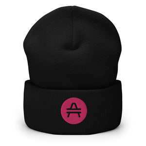 A black AMP Token AMP swagg beanie