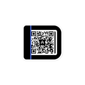 a 3 x 3 AMP Swagg Hello QR sticker