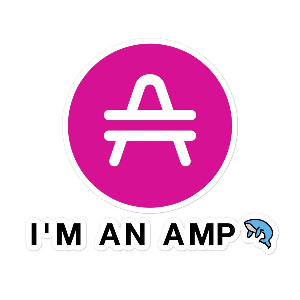 AMP Token Whale Sticker in a large size on display