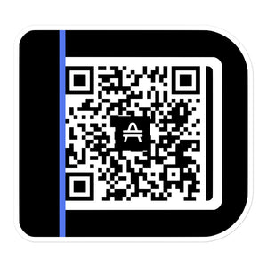 a 5.5 x 5.5 AMP Swagg Hello QR sticker