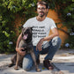 bearded man with a dog rocking an AMP Swagg Pet Dogs T-shirt in White