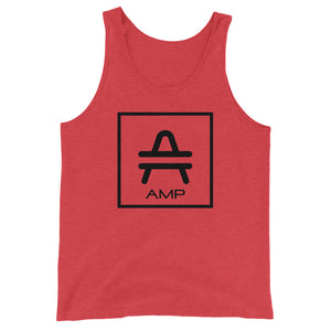 an AMP Swagg Vertices Tank in Red Triblend