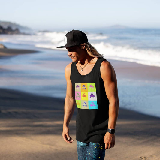 a man rocking an AMP Swagg Pop Art Tank in Black