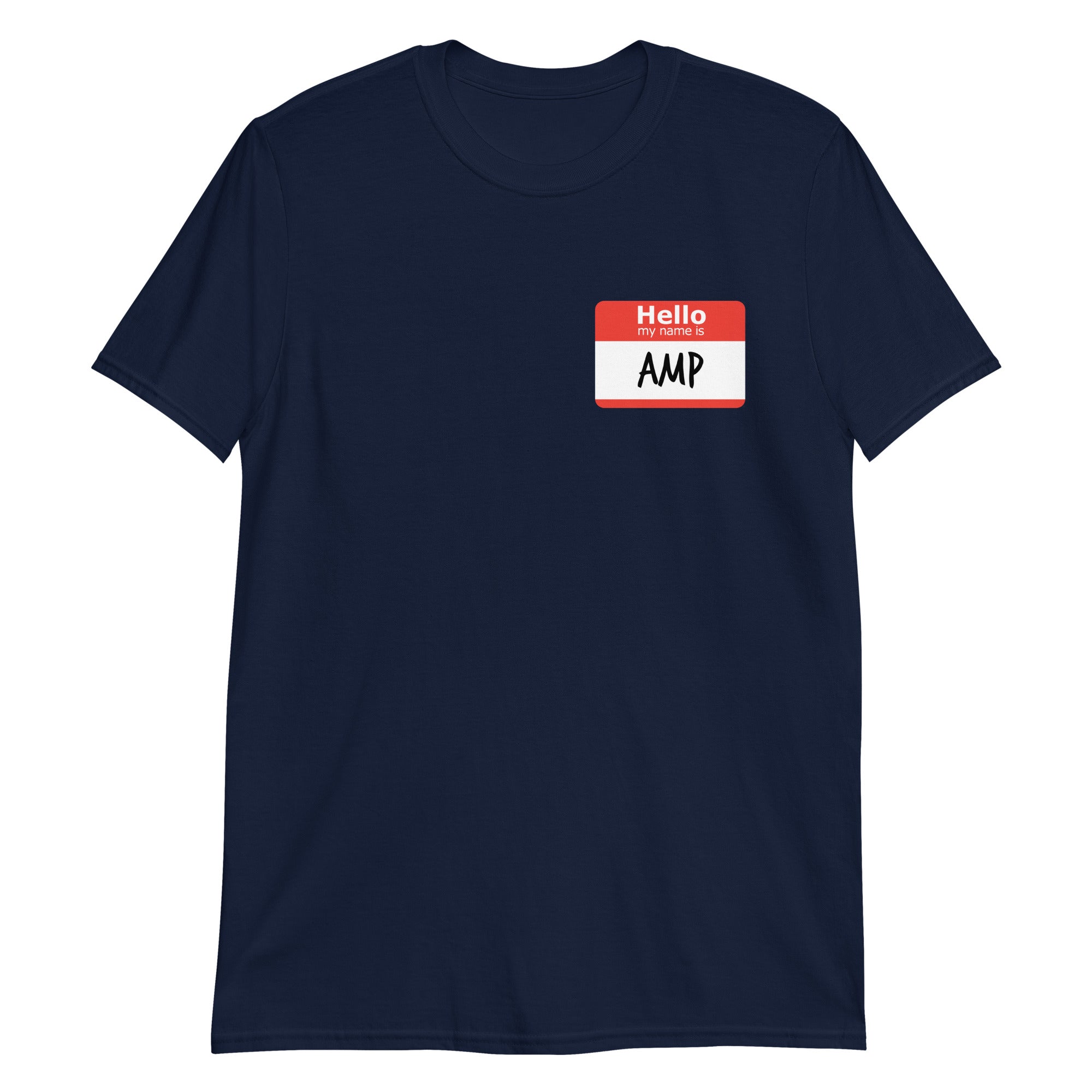an AMP Swagg Hello QR t-shirt in navy