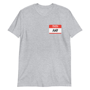 an AMP Swagg Hello QR t-shirt in dark grey