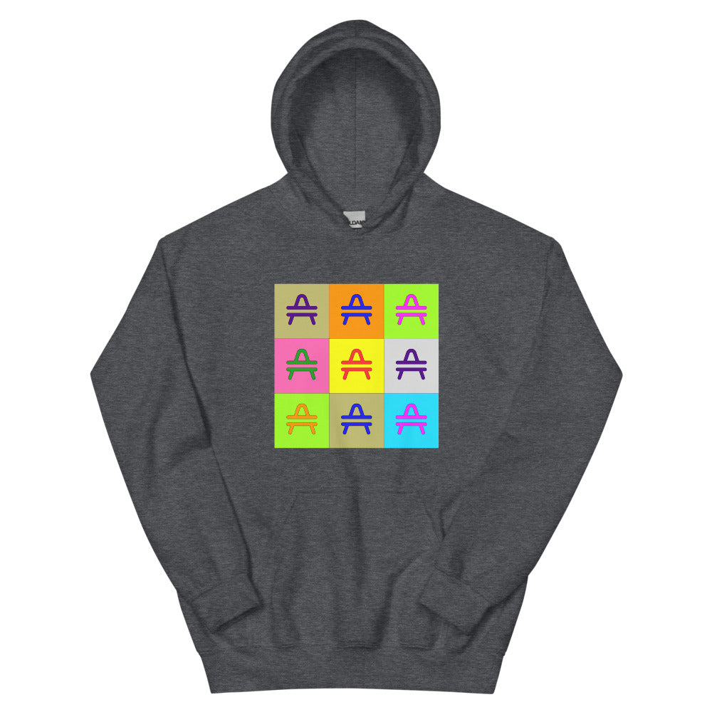 an AMP Swagg Pop Art hoodie in Dark Heather