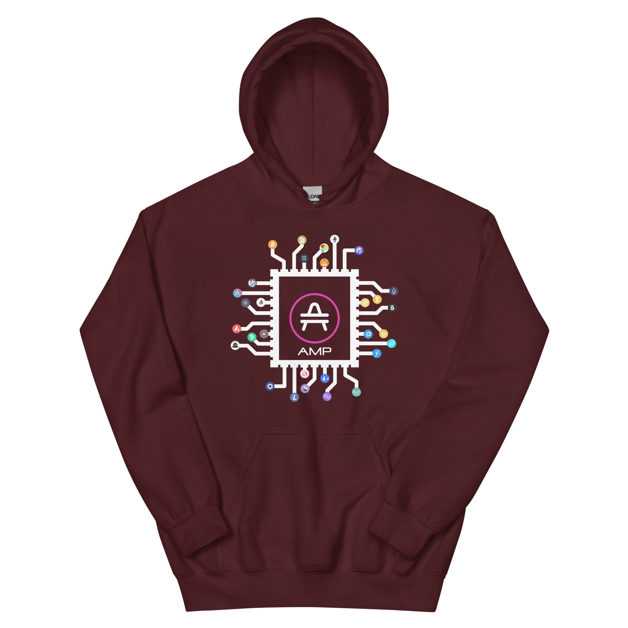 an AMP Swagg CPU hoodie in maroon