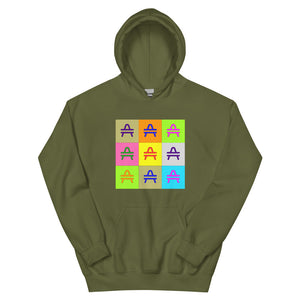 an AMP Swagg Pop Art hoodie in Military Green
