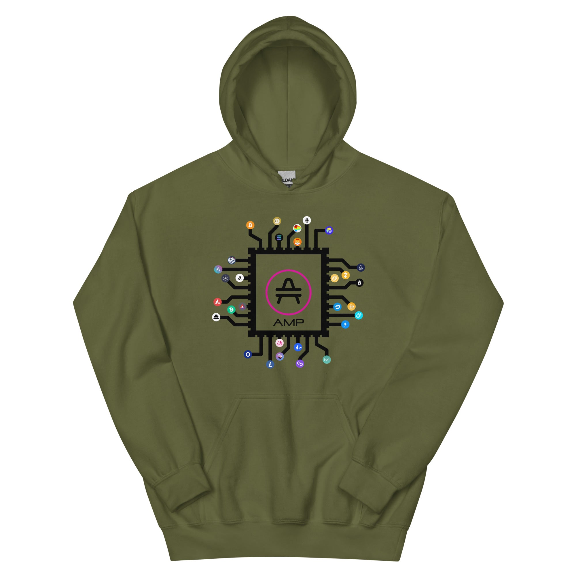 an AMP Swagg CPU hoodie in military