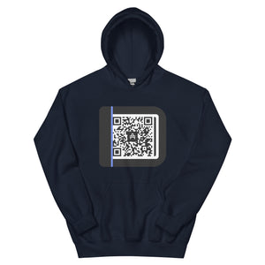 an AMP Swagg Hello QR hoodie in navy