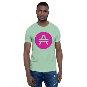 Male model wearing An AMP Token Solid Alt Logo Shirts in Heather Green