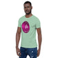Young guy standing confident Wearing AMP Token 3D AMP rendering Shirt in a light green color