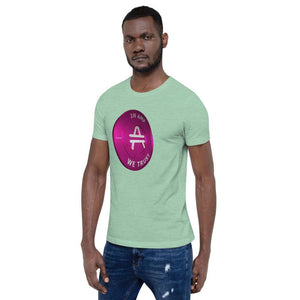 Young guy standing confident Wearing AMP Token 3D AMP rendering Shirt in a light green color