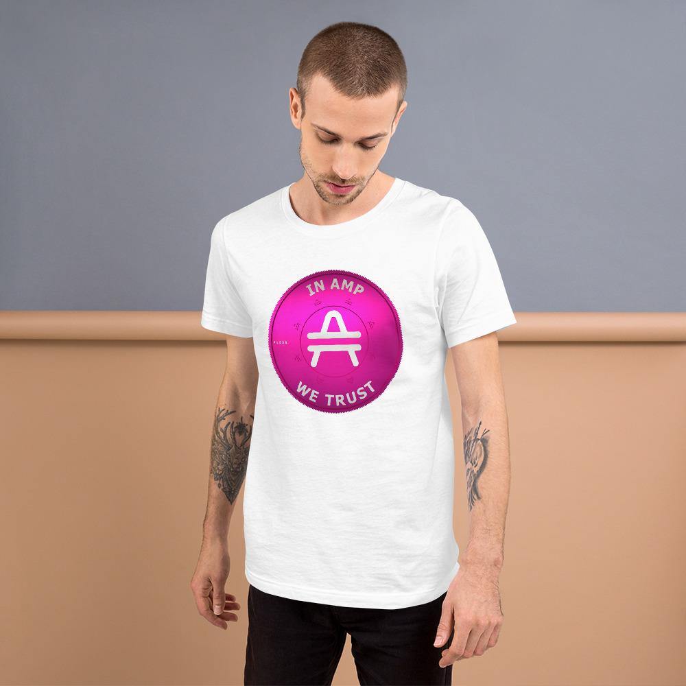 Tattooed Young guy Wearing AMP Token 3D AMP rendering Shirt in a white color