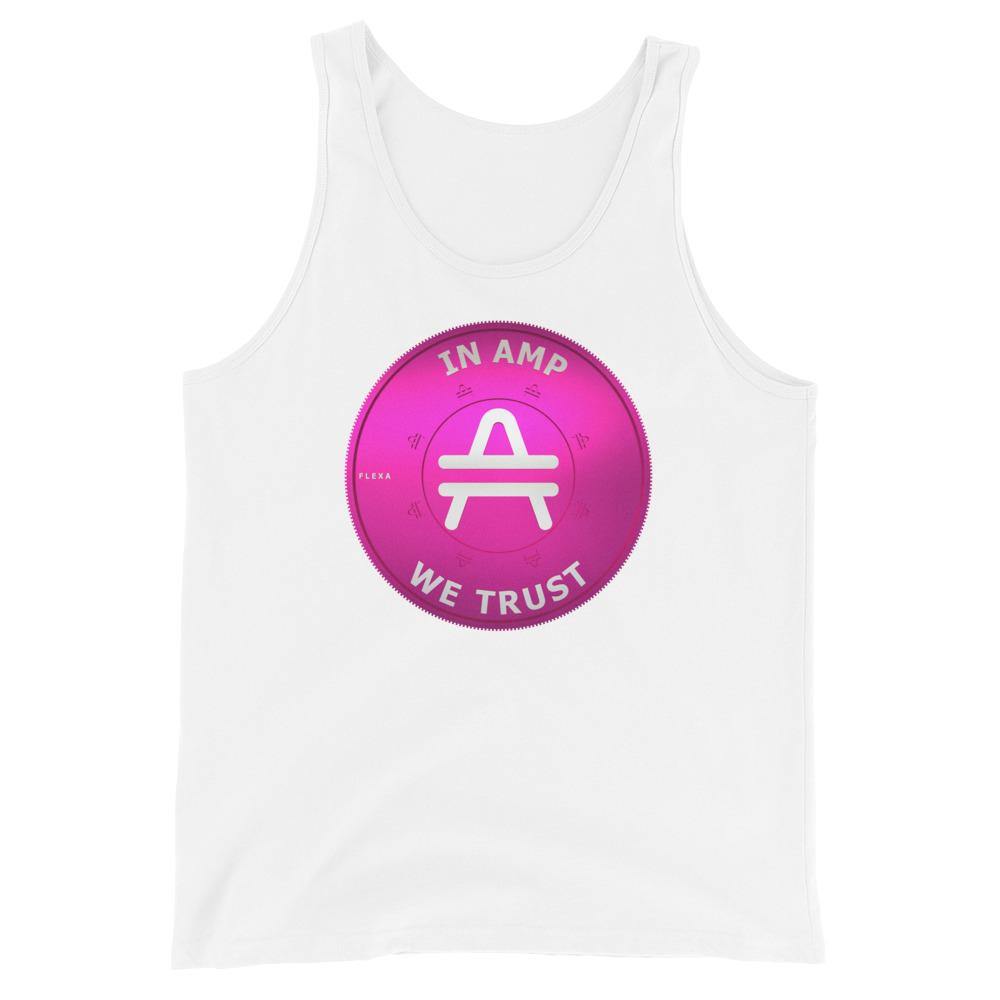 a white AMP token AMP swagg Tank
