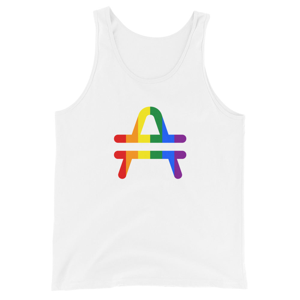 A white AMP Token AMP Swagg PRIDE Tank