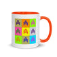 an AMP Swagg pop art mug in orange