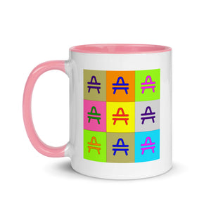 an AMP Swagg pop art mug in pink