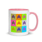 an AMP Swagg pop art mug in pink