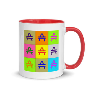 an AMP Swagg pop art mug in red